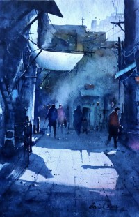 Javid Tabatabaei, 13 x 21 Inch, Watercolour on Paper, Cityscape Painting, AC-JTT-023
